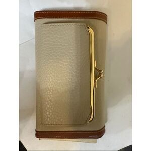 Michael Stevens Women's Leather Triple Frame Checkbook Wallet Clutch Cream NWOT